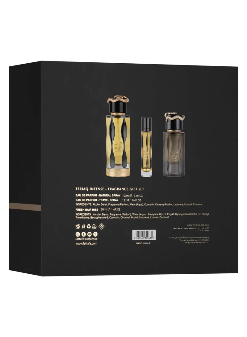 Lattafa Gift Set – Teriaq Intense 100Ml – 12ml – Hairmist - Image 3